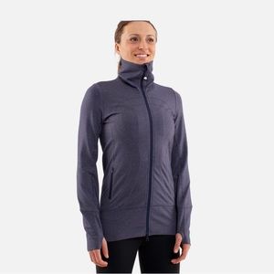 Lululemon Athletica In Stride Jacket Size 10 Heathered Indigo Zipper Thumb Holes